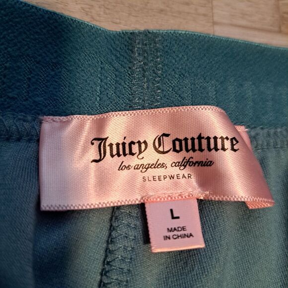 Juicy Couture Women’s Blue Velour Sleep Shorts Bling Booty Rhinestone Logo Large - Picture 3 of 10